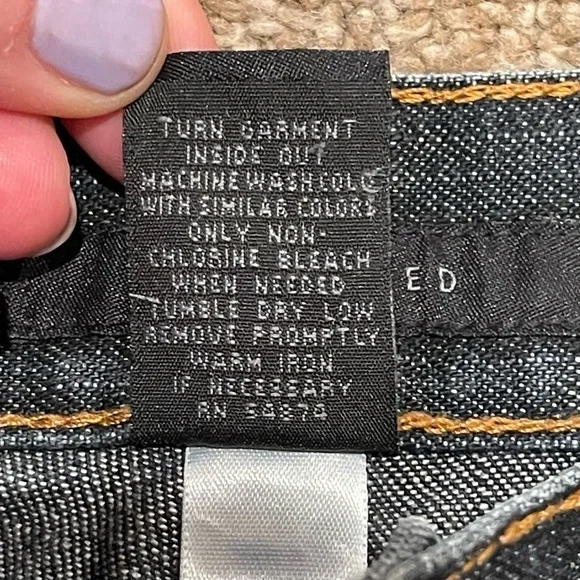 The Limited Dark Wash Denim Jeans w/ Perm Crease Straight Leg Classic Fit - Picture 4 of 14